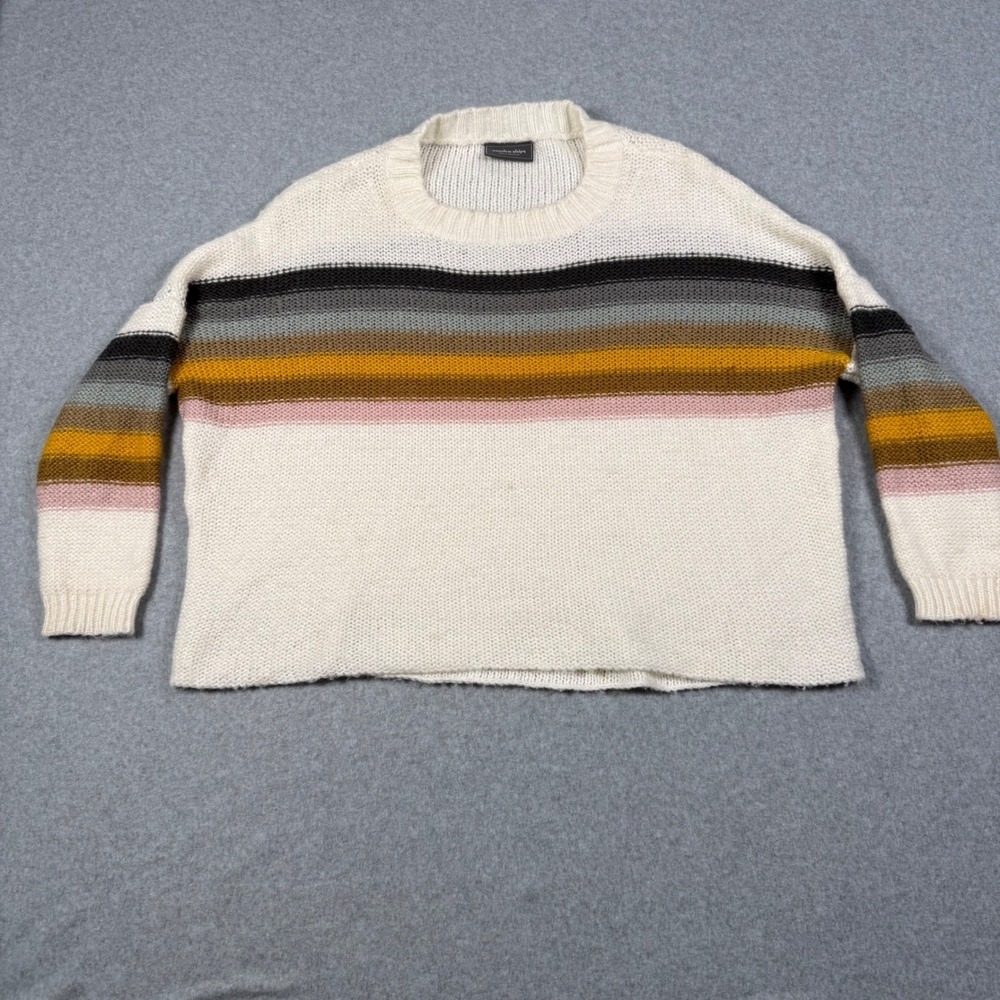 Wooden Ships Paola Buendia Striped Mohair Wool Blend Sweater Cream Multi XS/S